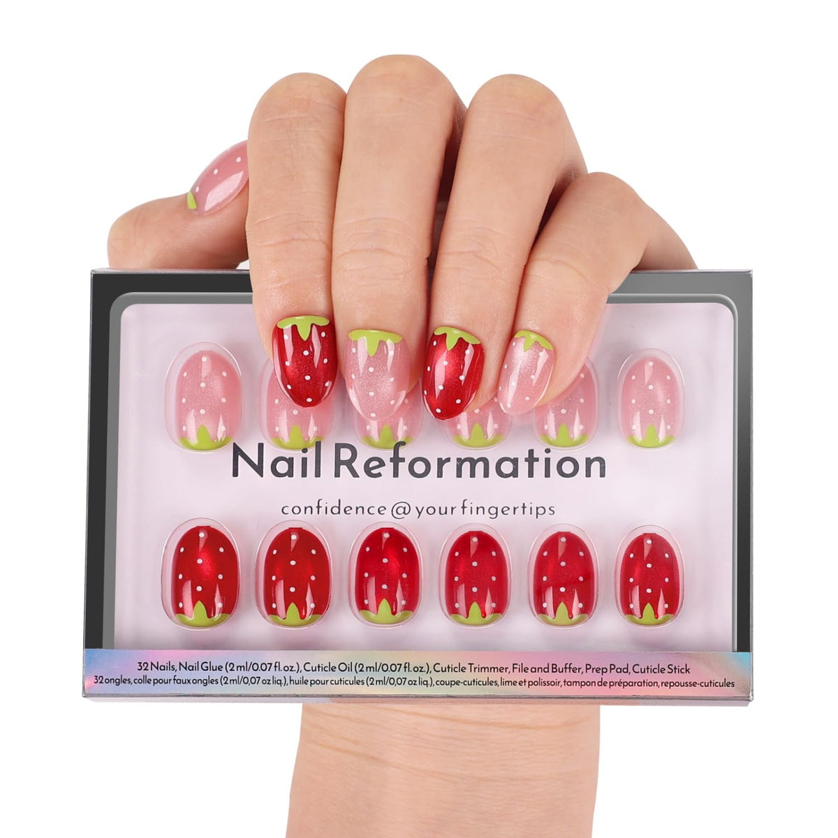 Nail Reformation front packaging showing full Strawberry Candy kit and included tools