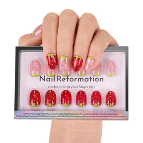 Nail Reformation front packaging showing full Strawberry Candy kit and included tools