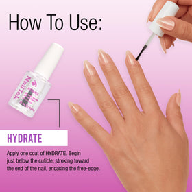 Nail Tek being applied to a fingernail demonstrating easy at-home use benefit