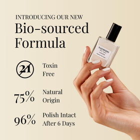 Nailberry Elegance bottle held in hand for scale showing compact 15ml size and portability