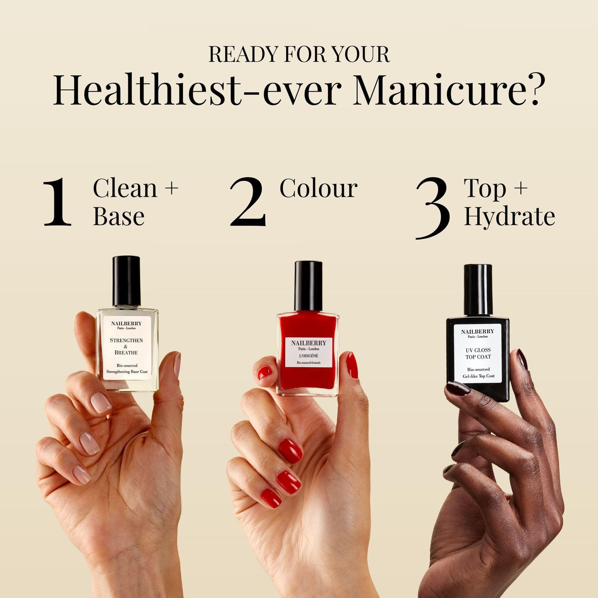 Nailberry Elegance lifestyle shot at a desk manicure showing elegant everyday wear and polish effect