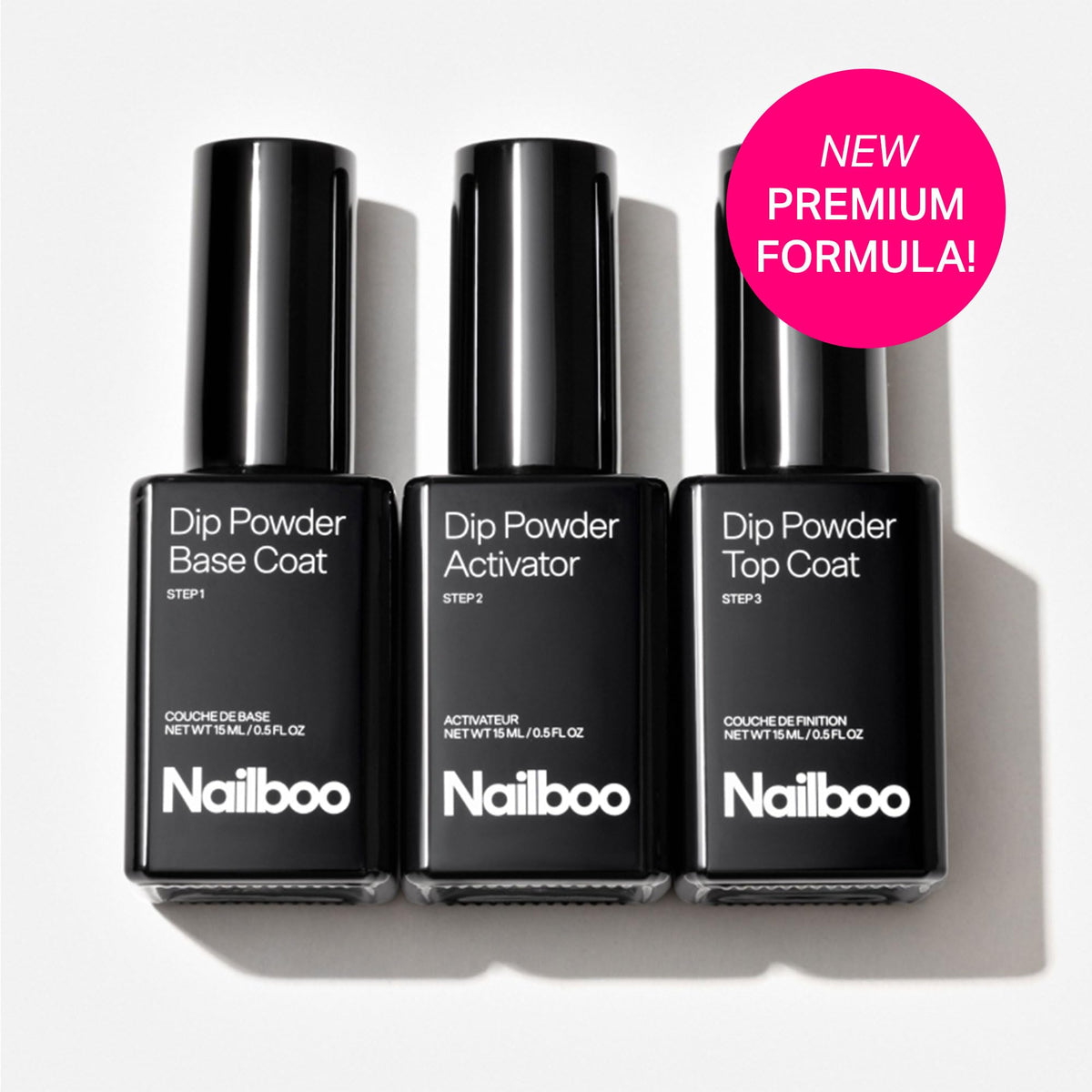 Nailboo bottles close-up highlighting bottle design and easy-grip caps for precise application