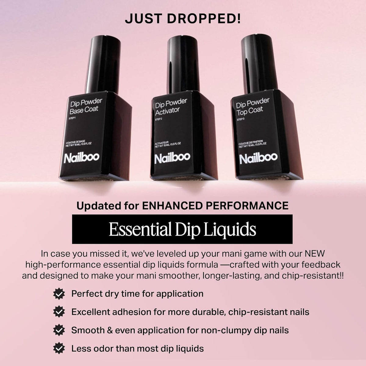 nailboo build powder pouring to demonstrate strength and volume