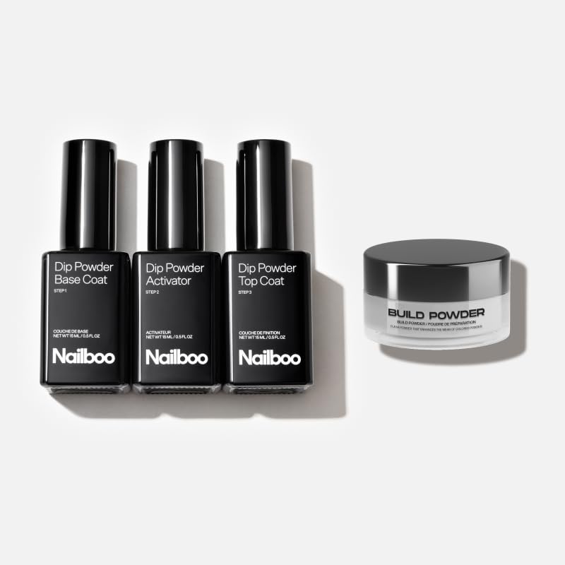 nailboo front packaging showing clear build powder and kit benefits