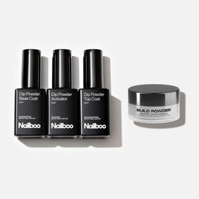 nailboo front packaging showing clear build powder and kit benefits