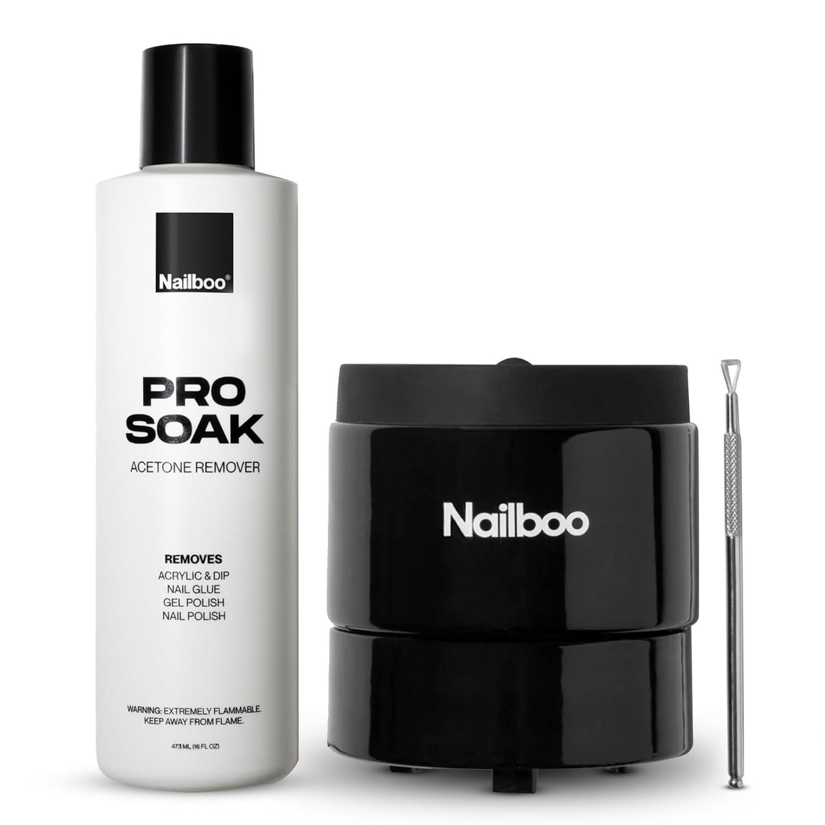 Nailboo front packaging showing kit contents and benefit of salon-style removal