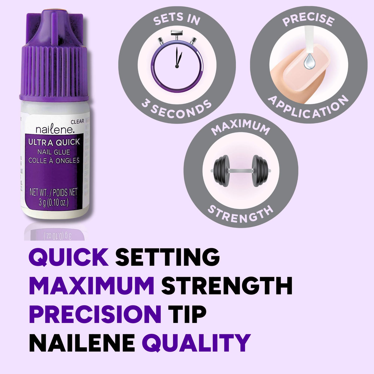 Applying Nailene glue with tweezers to repair a nail for neat, quick fix