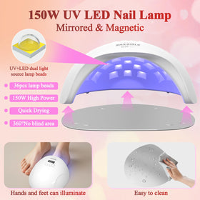 NAILGIRLS hand inside lamp during curing demonstrating auto sensor and hands-free start