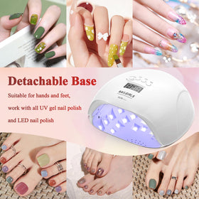 NAILGIRLS lamp next to a hand for scale to illustrate compact salon-friendly size