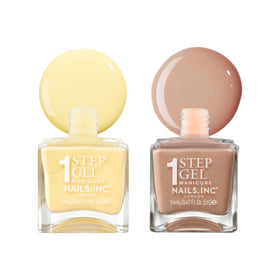 Nails Inc Hedi banana yellow swatch on nails showcasing creamy coverage