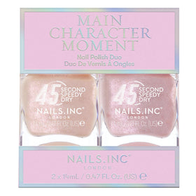 Nails Inc lifestyle hand shot with iridescent mani highlighting quick high-gloss finish