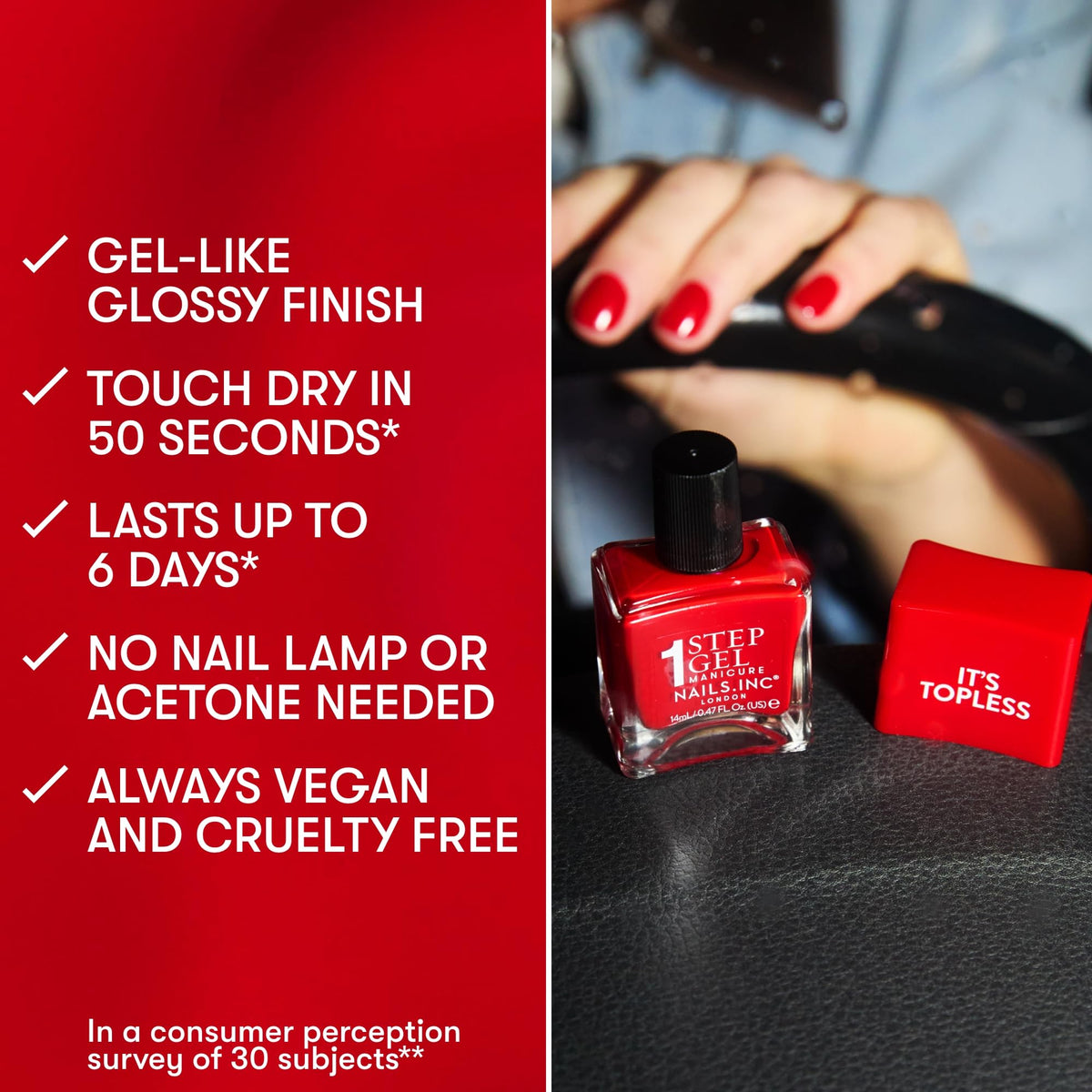 Nails Inc glossy texture close-up highlighting high-shine, gel-like finish