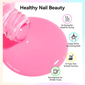 Nailshion bottle closeup with cap and brush showing smooth application
