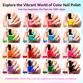 Nailshion color swatch display showing shades and easy selection benefit