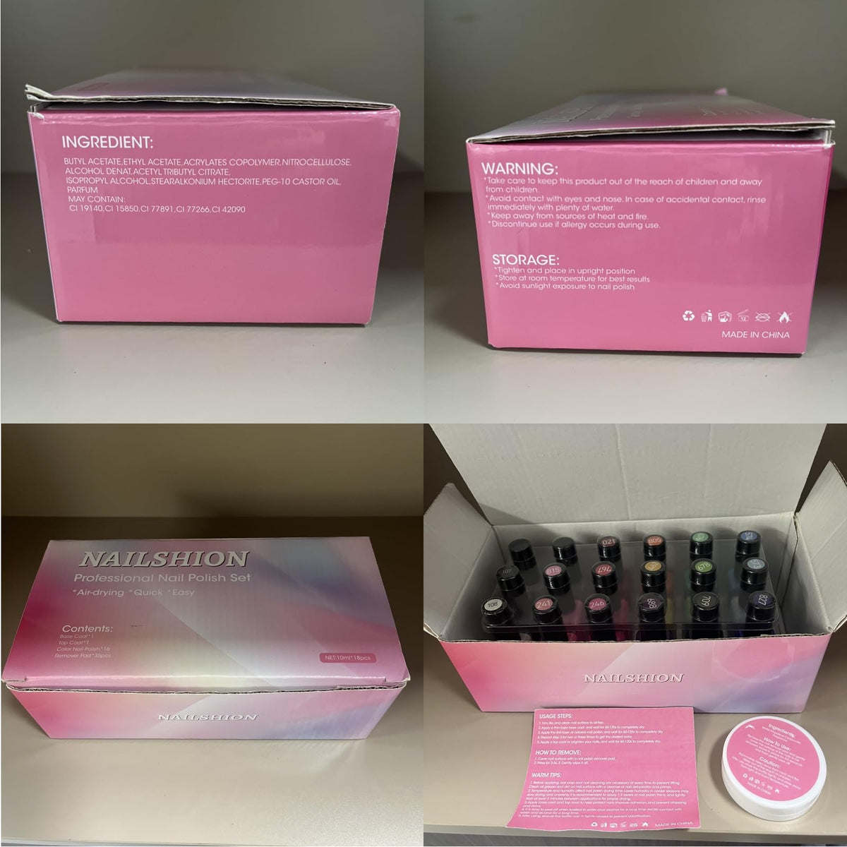 Nailshion product label close-up highlighting ingredients and castor oil