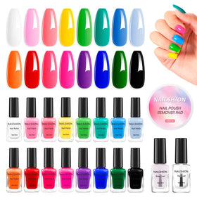 Nailshion front packaging showing 16 polish bottles and kit for ready sets
