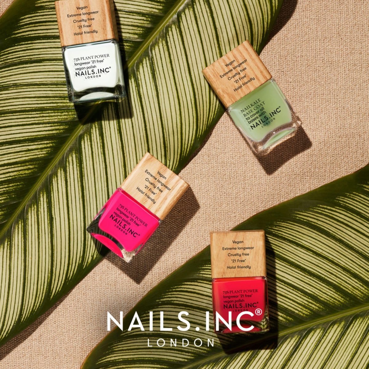 Nails Inc glossy fingernails with base coat showing durable high-shine finish