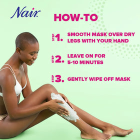 Nair being applied to leg showing even coverage and easy use benefit