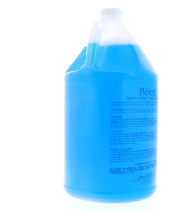 Nairobi 128 oz container beside a standard bottle showing cost-effective salon volume