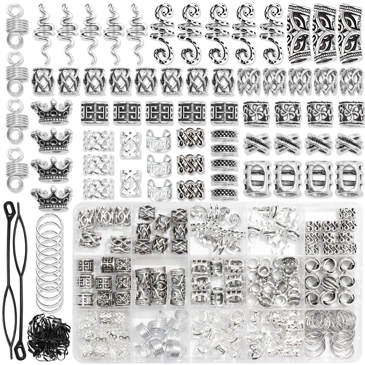 NAISKA front packaging showing the full 231-piece vintage silver set and easy sorting