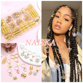 NAISKA hair jewelry next to coin for size comparison to choose the right scale