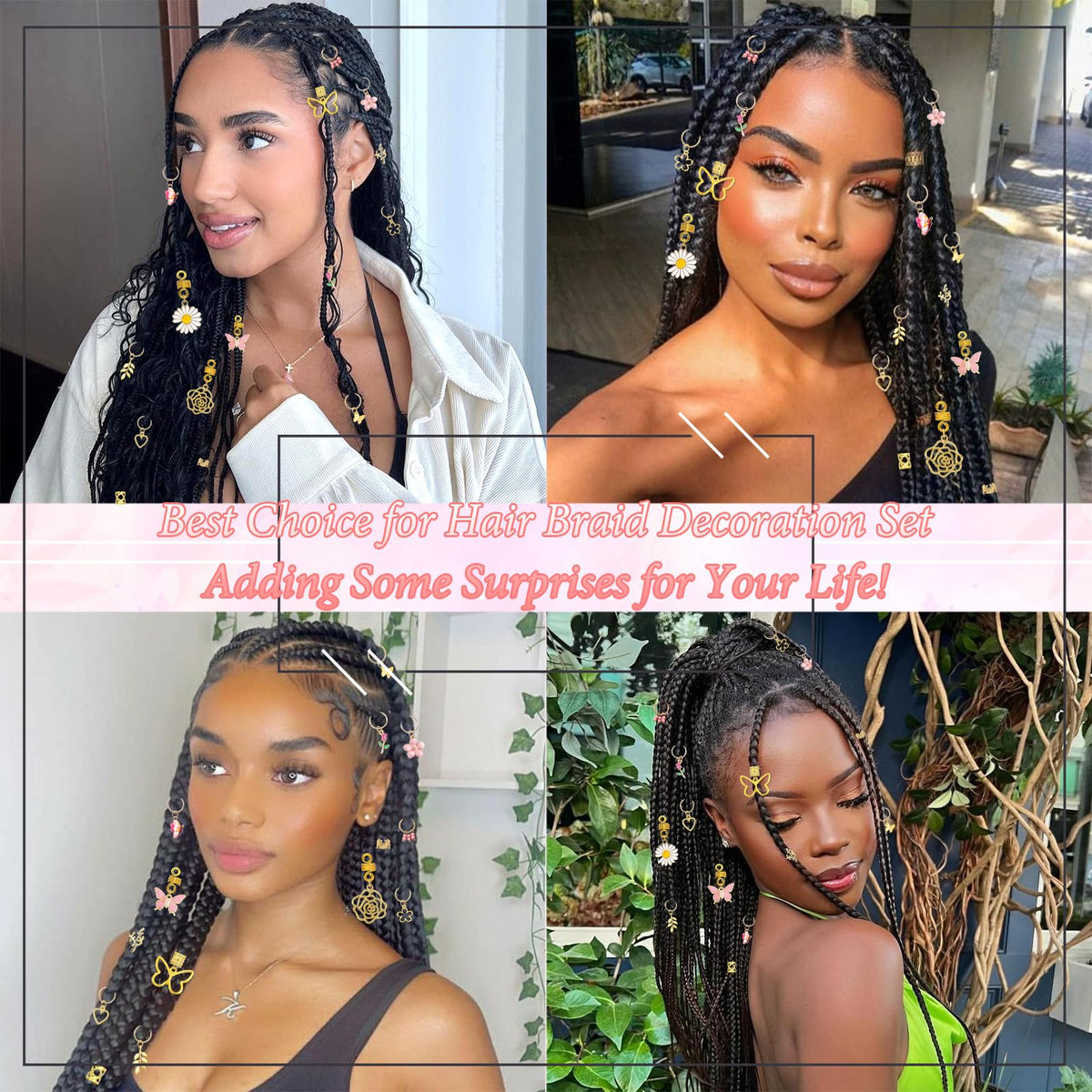 NAISKA styled braids and locs demonstrating layered gold accents for events