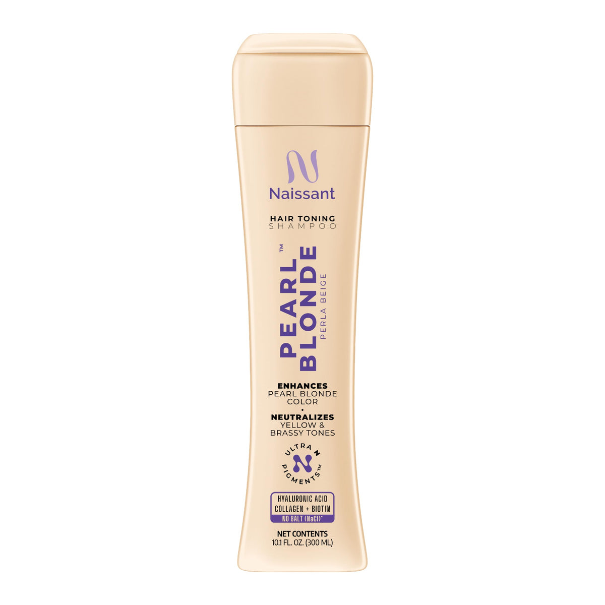 naissant front bottle showing product and benefit of neutralizing brass
