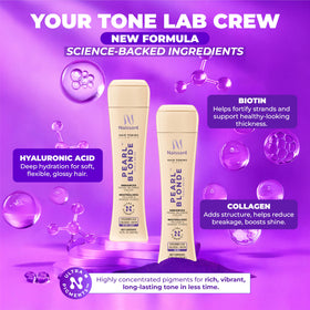 naissant purple shampoo applied to wet hair for neutralizing brassiness