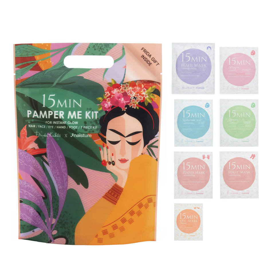 Naisture front packaging showing Frida Kahlo artwork and complete kit benefits