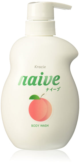 ナイーブ Naive front view pump bottle showing label and peach scent benefit