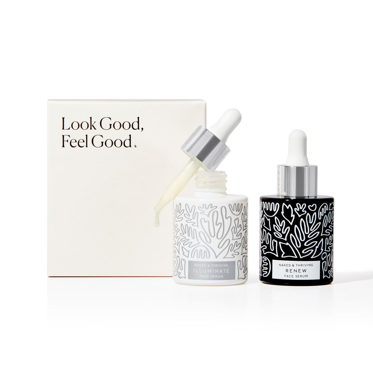 Naked & Thriving Illuminate C+ Serum 30 mL bottle emphasizing radiance benefit