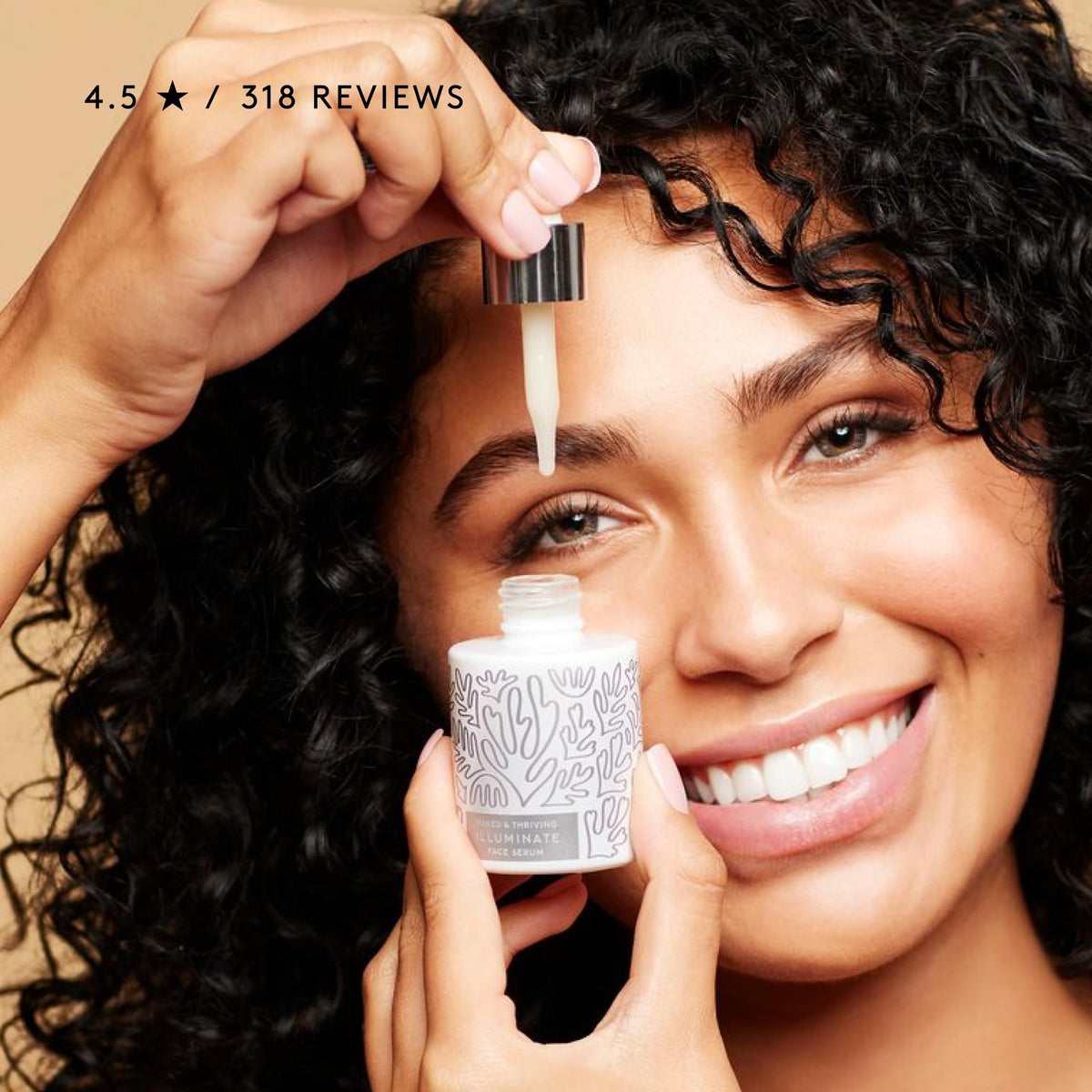 Naked & Thriving in bathroom routine setting illustrating daily brightness benefit