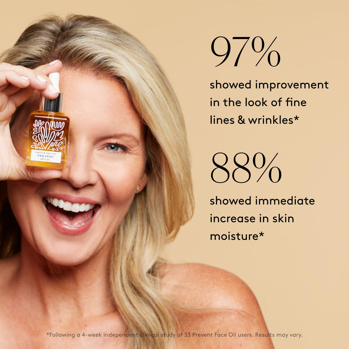 Naked & Thriving hand applying oil to skin demonstrating quick absorption