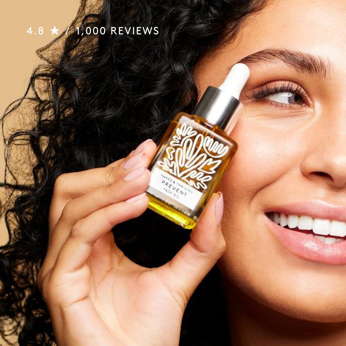 Naked & Thriving bottle on bathroom counter suggesting daily skincare ritual