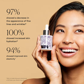 Naked & Thriving 30 mL bottle beside ruler for size and travel-friendly benefit