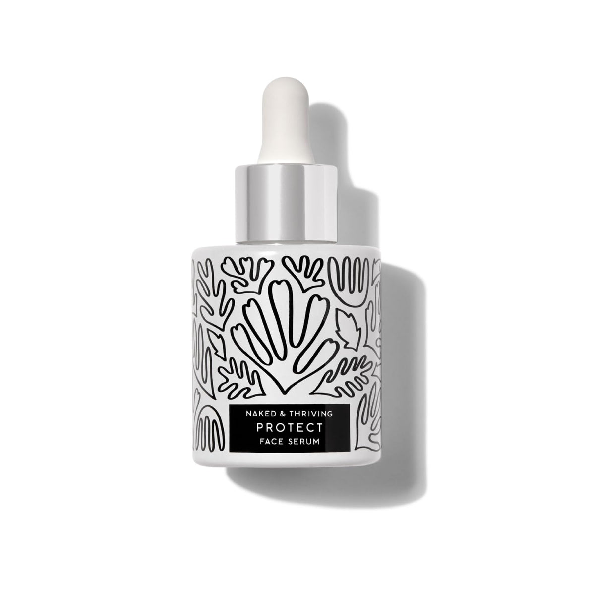 Naked & Thriving label and dropper detail highlighting clean ingredients benefit