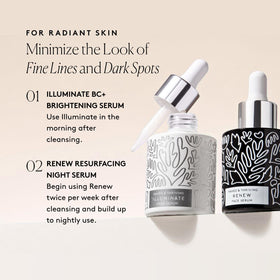Naked & Thriving pump dispensing serum droplet on hand demonstrating absorbency benefit