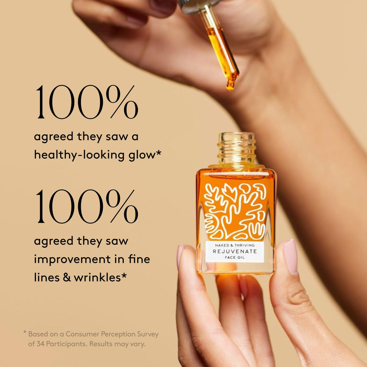 Naked & Thriving ingredient oils and botanicals highlighting natural sources