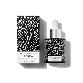 Naked & Thriving front packaging showing serum bottle and brand benefit