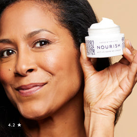 Naked & Thriving cream texture close-up revealing lightweight, hydrating finish