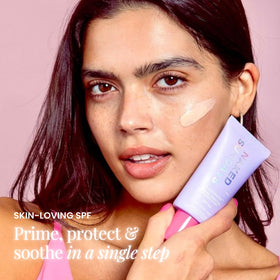 Naked Sundays applying primer on hand for quick absorption