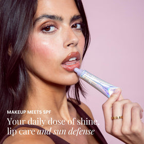 Naked Sundays applied on lips demonstrating tint, shine and sun protection