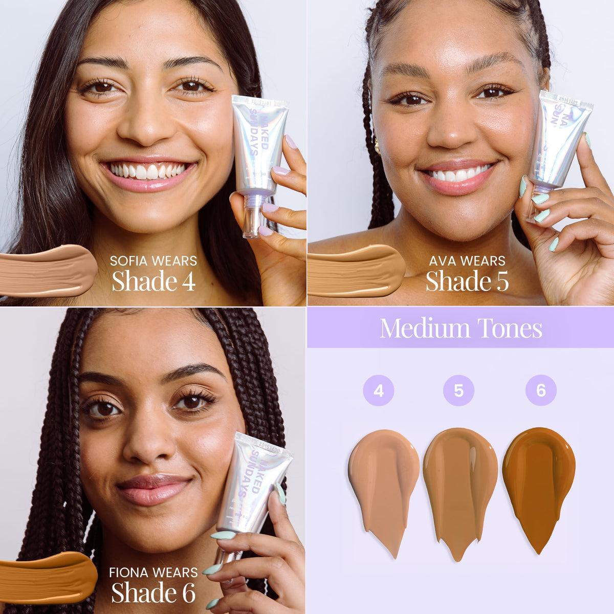 Naked Sundays swatches on arm comparing Medium Honey for true-to-tone shade match