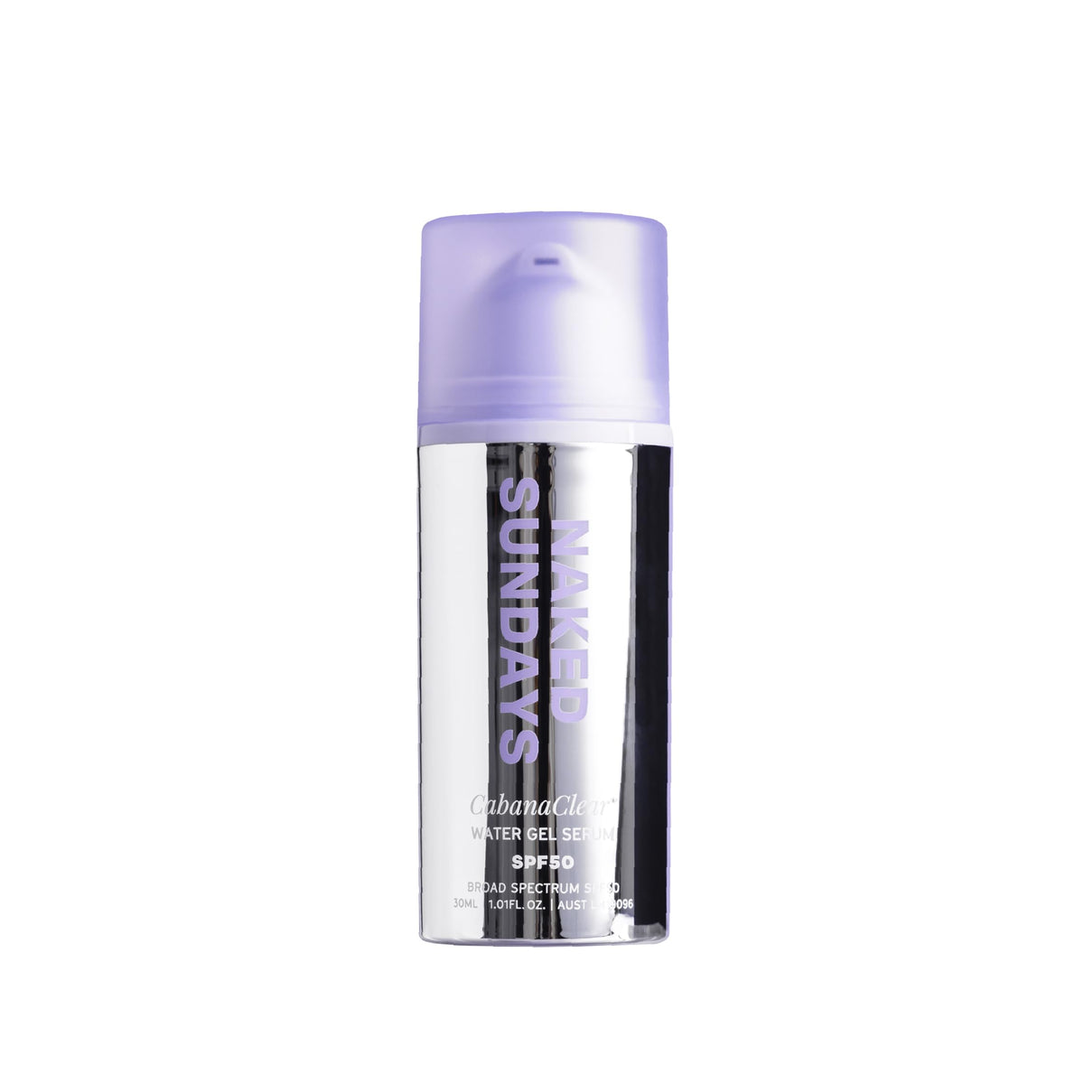 Naked Sundays front packaging showing clear SPF 50 serum benefits