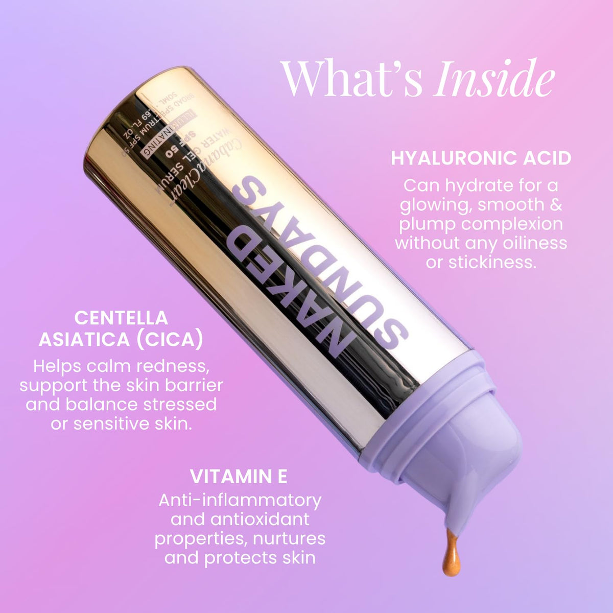 Hyaluronic acid ingredient closeup with Naked Sundays soothing hydration benefit
