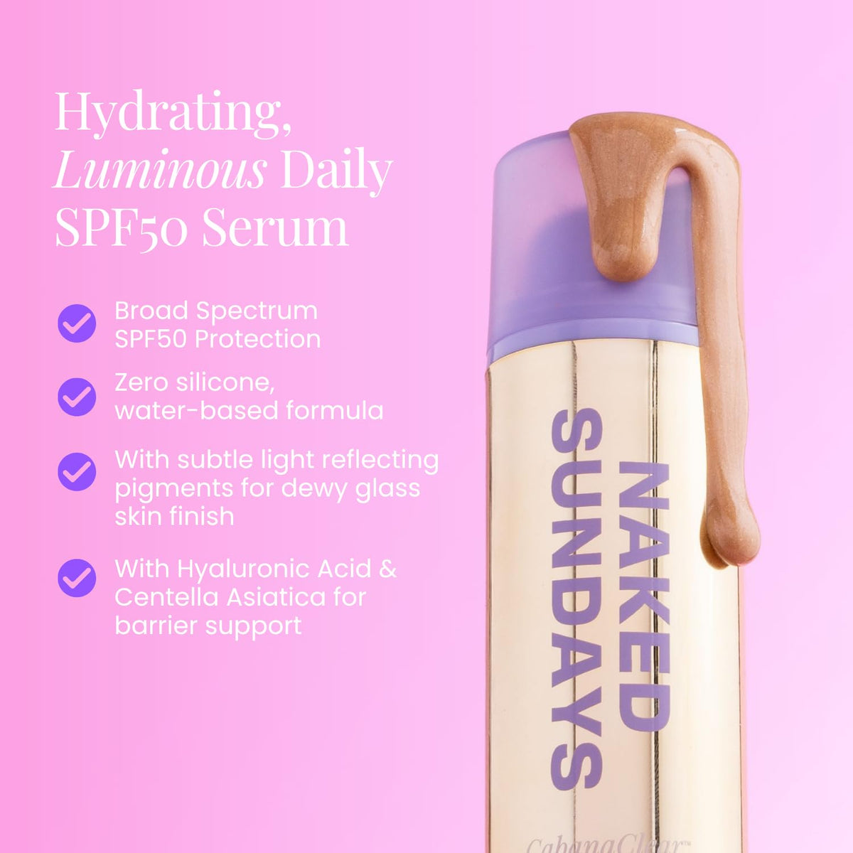 Naked Sundays pump dispensing hydrating serum for easy, mess-free application