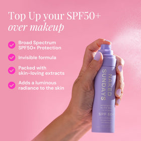 Naked Sundays mist spray action demonstrating even coverage and quick application
