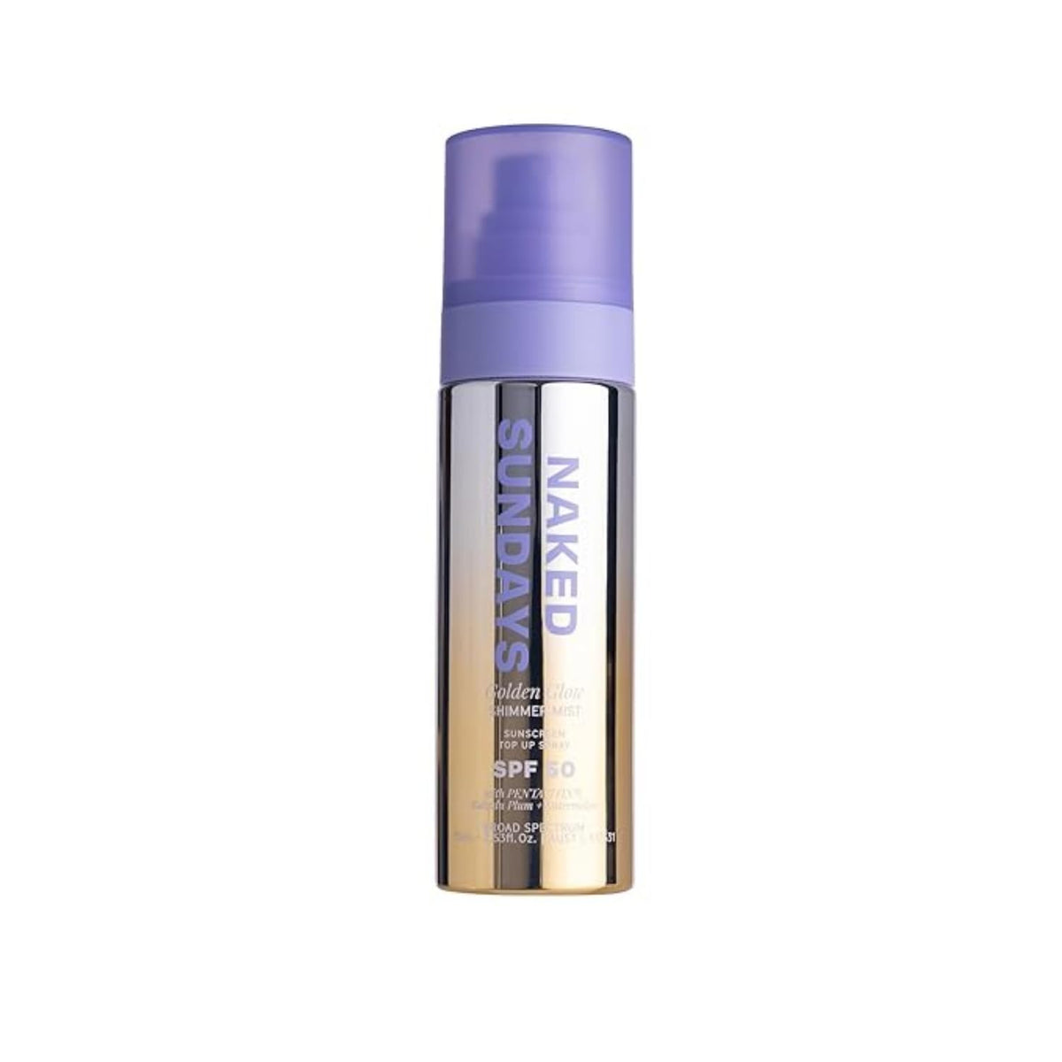 Naked Sundays front bottle showing golden glow finish and travel-ready design
