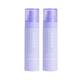 Naked Sundays front packaging of SPF 50 face mist showing compact bottle—portable protection