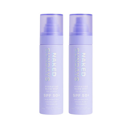 Naked Sundays front packaging of SPF 50 face mist showing compact bottle—portable protection